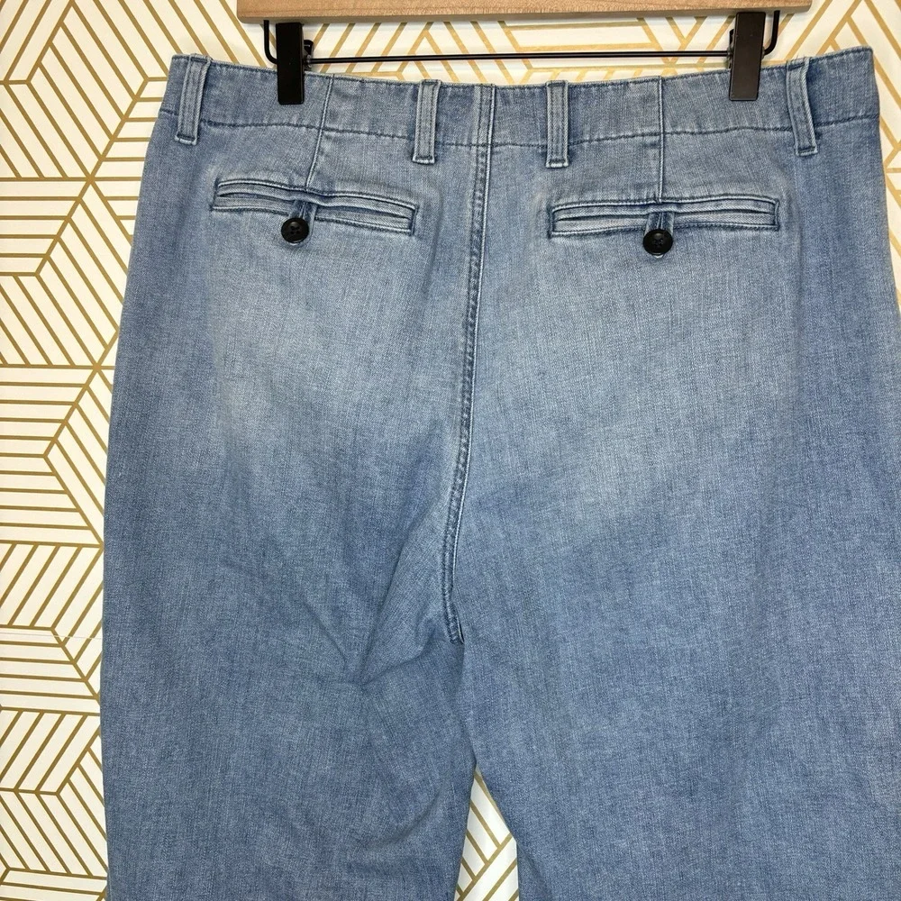 Lands' End Mid Rise Wide Leg Crop Jeans Light Blue Denim Lightweight Trouser 14P